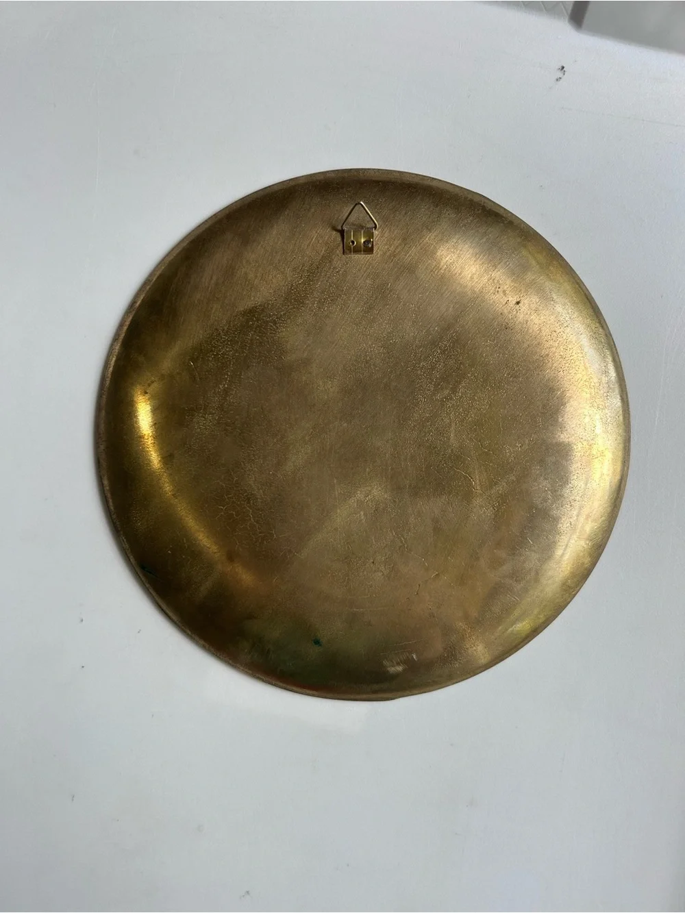 Vintage Indian Brass Champleve Enamel Wall Hanging Plate Floral Mandala Art